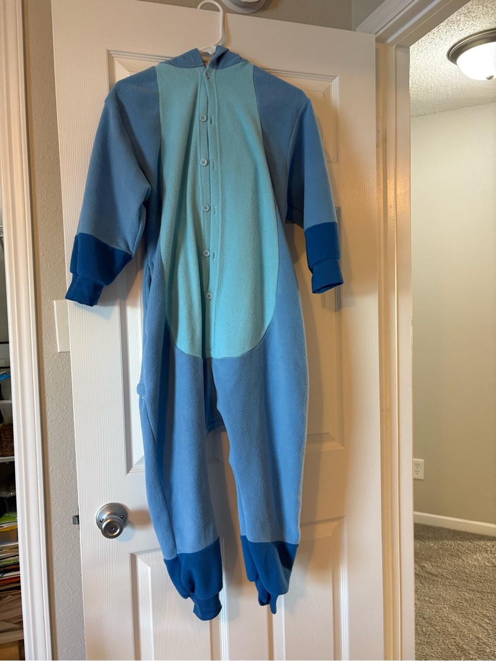 Stitch Pajama Costume Children's Blue Fleece One-Piece Footed Hood Cozy